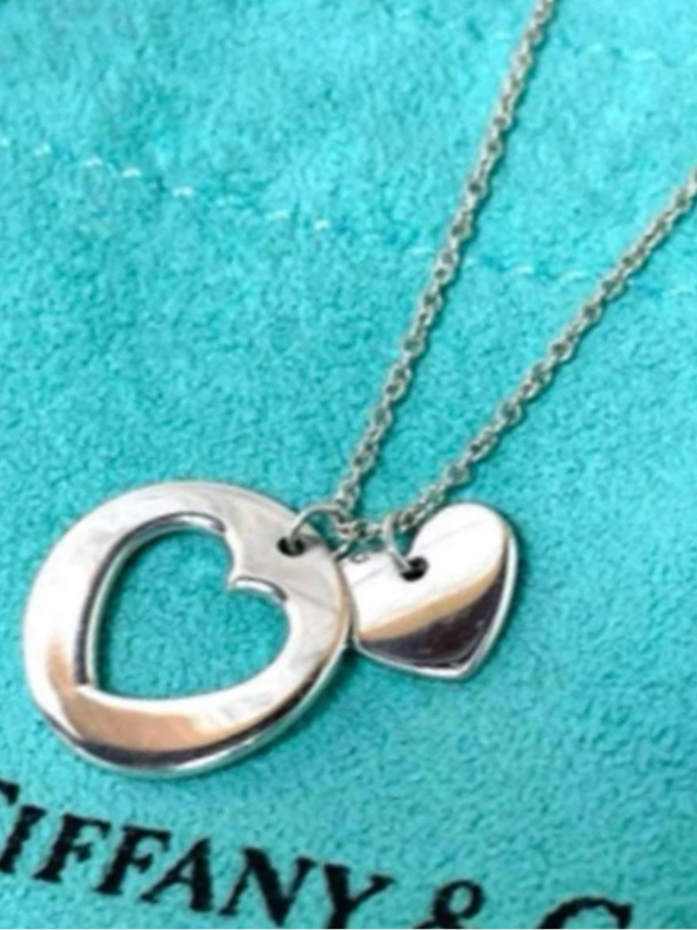 Rare Tiffany & Co. Silver Heart Cutout stencil Necklace on Chain- Authentic